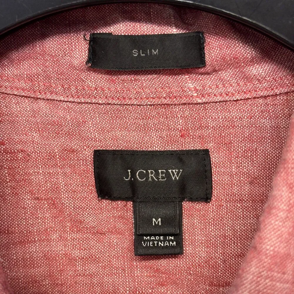J. Crew Men Baird McNutt Irish Linen Button Down Shirt Size Medium Slim C131 -26